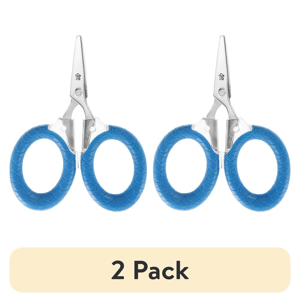 

2 шт. Микроножницы Рыболовный инструмент Лезвия с титановым покрытием Серрейторная кромка Нескользящая рукоятка Прочные Устойчивые к коррозии Для использования на открытом воздухе United States