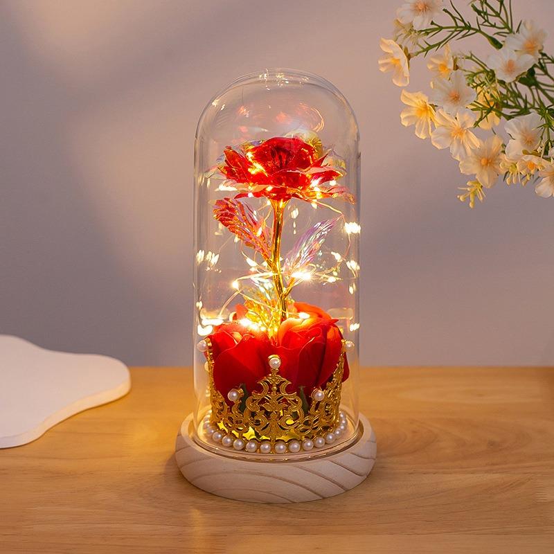 Led Rose Decoration Light Exquisite Desktop Decorative Light Valentine'S Day Gift Lamp High Fidelity Artificial Flower Ornament