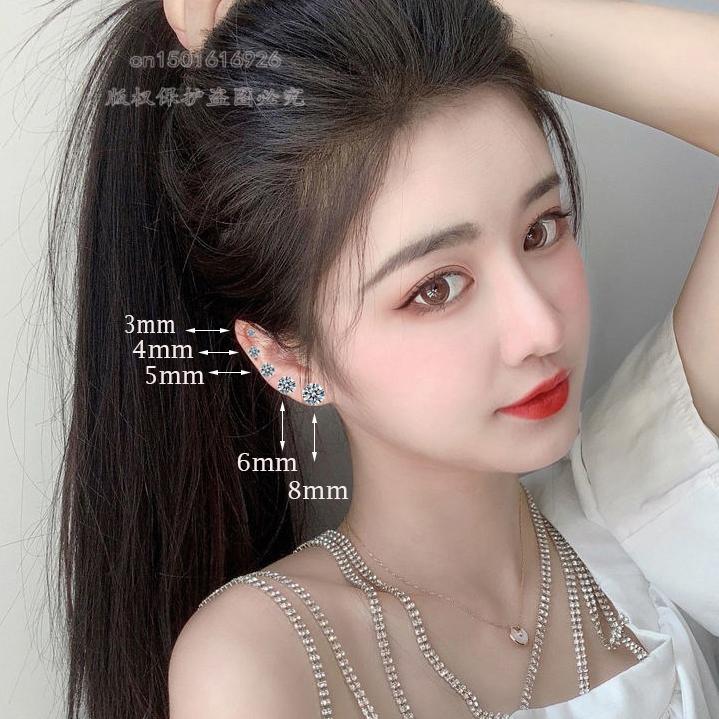 New Medical Stainless Titanium Steel  Zircon Crystal 4 Prong Tragus Cartilage Stud Earrings For Men Women Piercing Ear Zircon