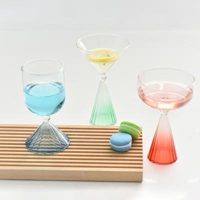 Gradual Colorful Ice Cream Cup Light Luxury Retro Cocktail Glass Goblet