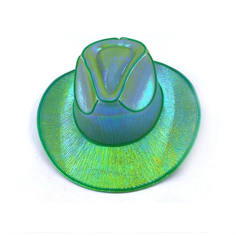 Pearlescent Iridescent LED Light-Up Cowboy Hat for Halloween Party