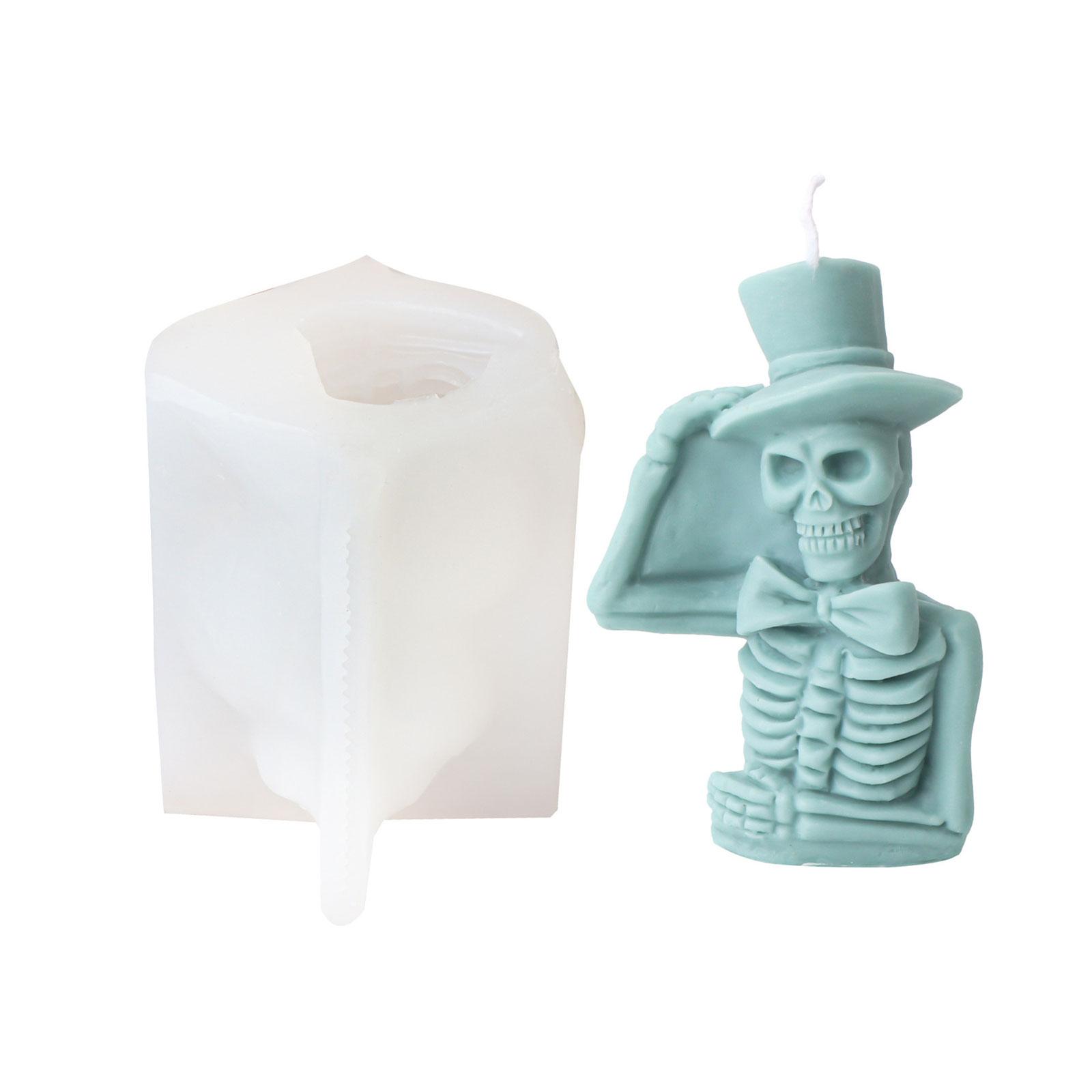 

Хэллоуин Форма для изготовления свечей в виде черепа Домашняя декоративная силиконовая форма для свечей с дизайном дома с привидениями и скелета B