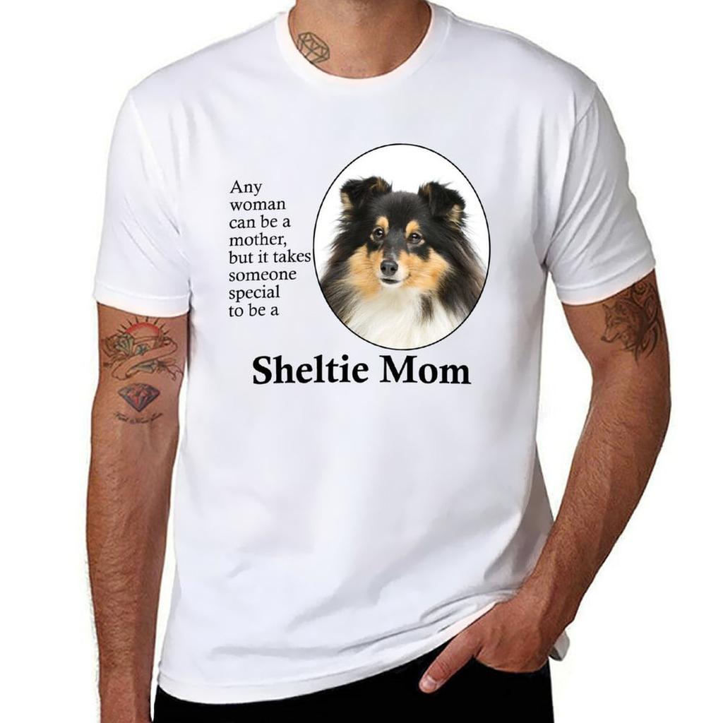 TriColor Sheltie Mom TShirt Plus Size Lightweight Top
