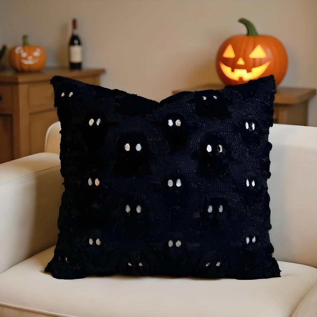 Halloween Ghost Pillow Cover 45x45cm Sofa Backrest Ghost Pillowcase Invisible Zipper Soft Ghost Decoration For Couch Chair Sofa
