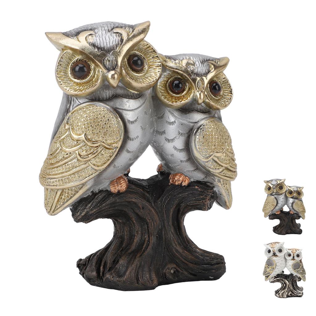 Owl Figurine Resin Lifelike Artistic Decorative Standing Owl Statue Ornament for Garden Living Room
