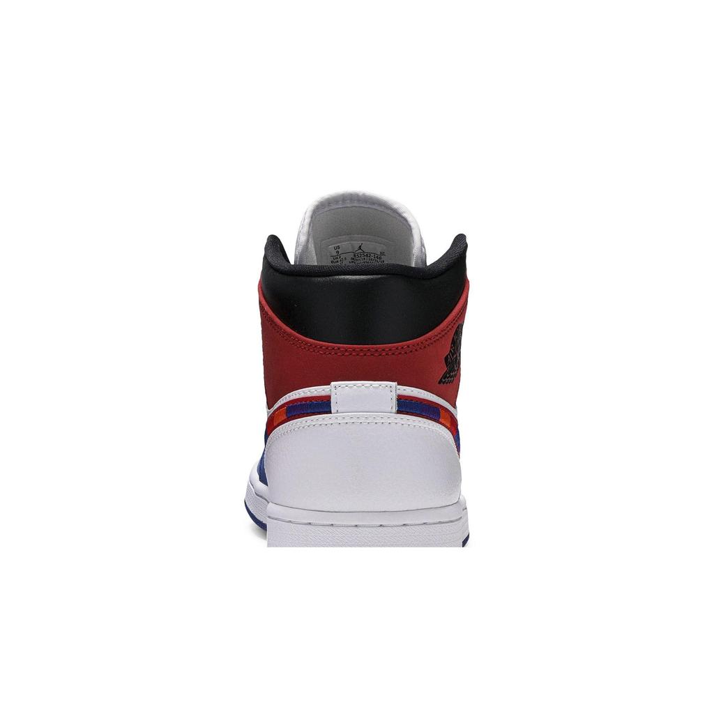 Air Jordan 1 Mid 'Multicolored Swoosh' (Unisex) White / Blue / Red Vintage Basketball Shoes 852542 146