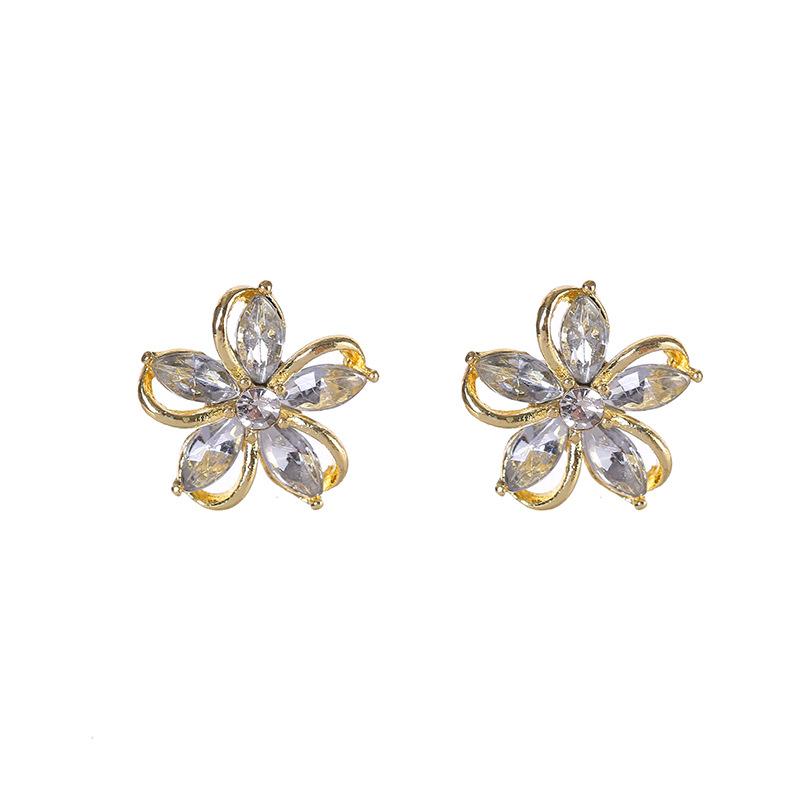 925 Silver Needle Korean Fashion Crystal Flower Earrings For Women Jewelry Trending New Luxury Zircon Flowers Stud Earrings
