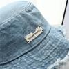 New Raw Edge Washed Denim Hat Denim Blue Tassel Edge Bucket Hat Casual Sun Hat Spring Season
