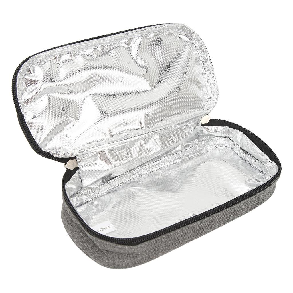 Insulin Cooler Travel Case Portable Waterproof Large Capacity Grey Diabetic Insulated Cooling Bag for Insulin Pen Medication Diabetic Supplies