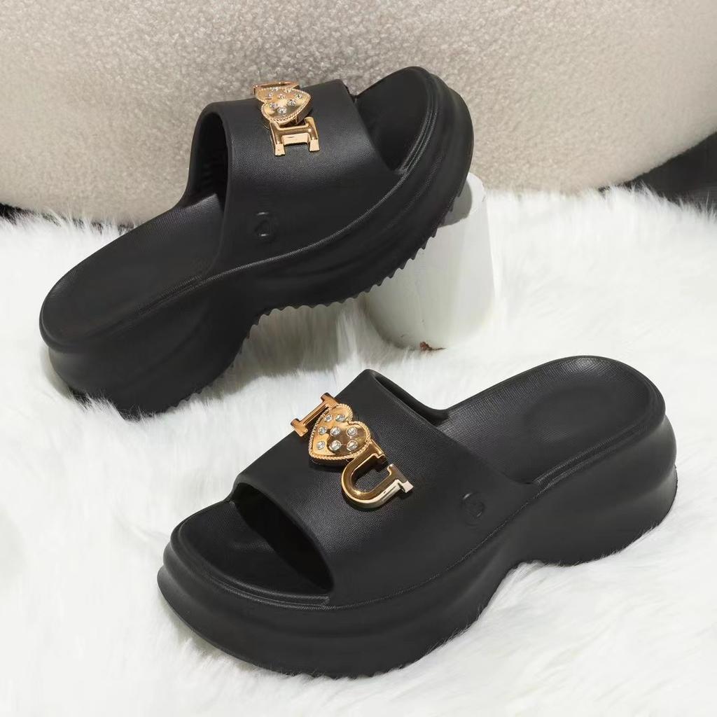 EVA thick-soled women's slippers summer home indoor soft-soled high-elastic slippers bathroom bath cold flower buckle slippers