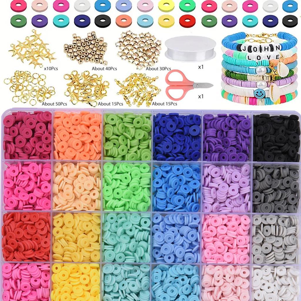 Polymer Clay Bead DIY Bracelet Kit - Beading Materials & Accessories Set
