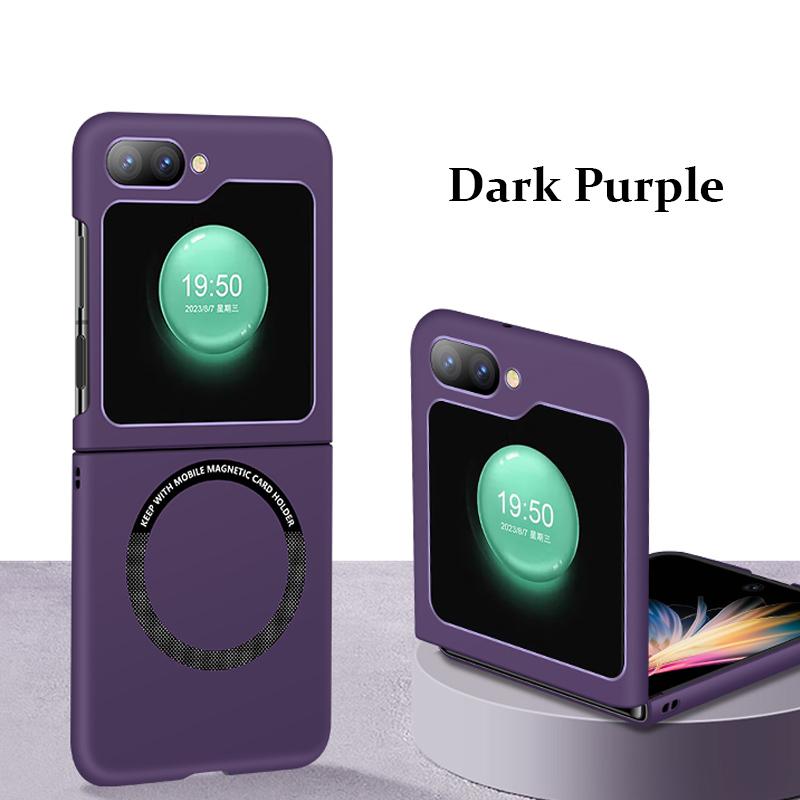 

Ультратонкий чохол з відчуттям шкіри для Samsung Galaxy Z Flip 5 4 3 5G Flip 5 для бездротової зарядки Magsafe Захист Flip 4 Чохол Flip 3 For Samsung Z Flip5 темно-фіолетовий колір