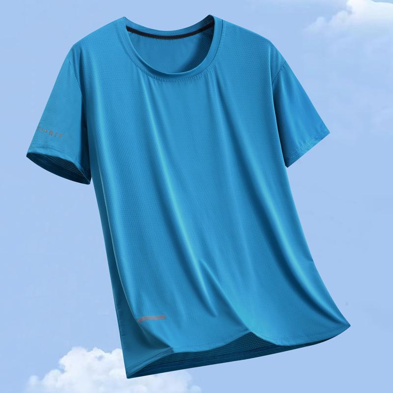 Men's Plus Size Quick Dry T-Shirt, Mesh Breathable High Elastic Short Sleeve Sport Tee (XL-5XL)