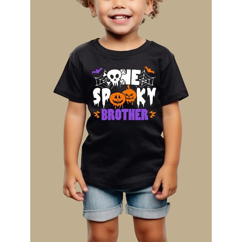 

European Size Boys Spooky Twin Horror Brothers Matching Outfit T Shirt Soft Breathable Short 98cm чёрный