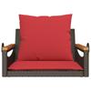Brown Hanging Swing Chair with Cushions 63 x 62 x 40 cm Poly Rattan