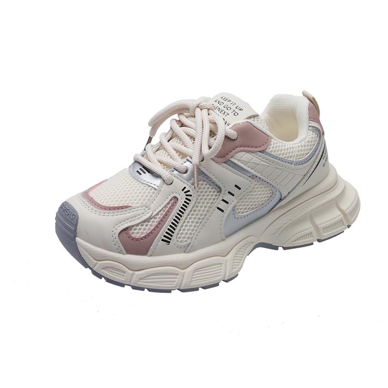 Dámské sportovní ležérní boty s tlustou podrážkou, nové stříbrné prodyšné 100 na jaro a podzim