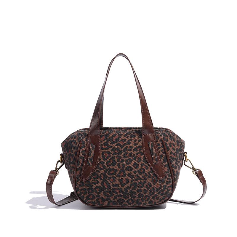 Bags Women's retro leopard print handbags Women's autumn and winter fashion versatile vegetable basket bags Commuter shoulder messenger bags