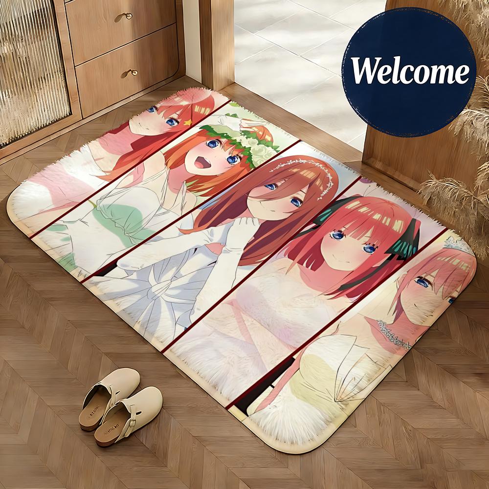 Soft Flannel Floor Mat Anime The Quintessential Quintuplets Floor Mat Non-Slip Absorbent Doormat Bathroom Bedroom Home Decor Rug
