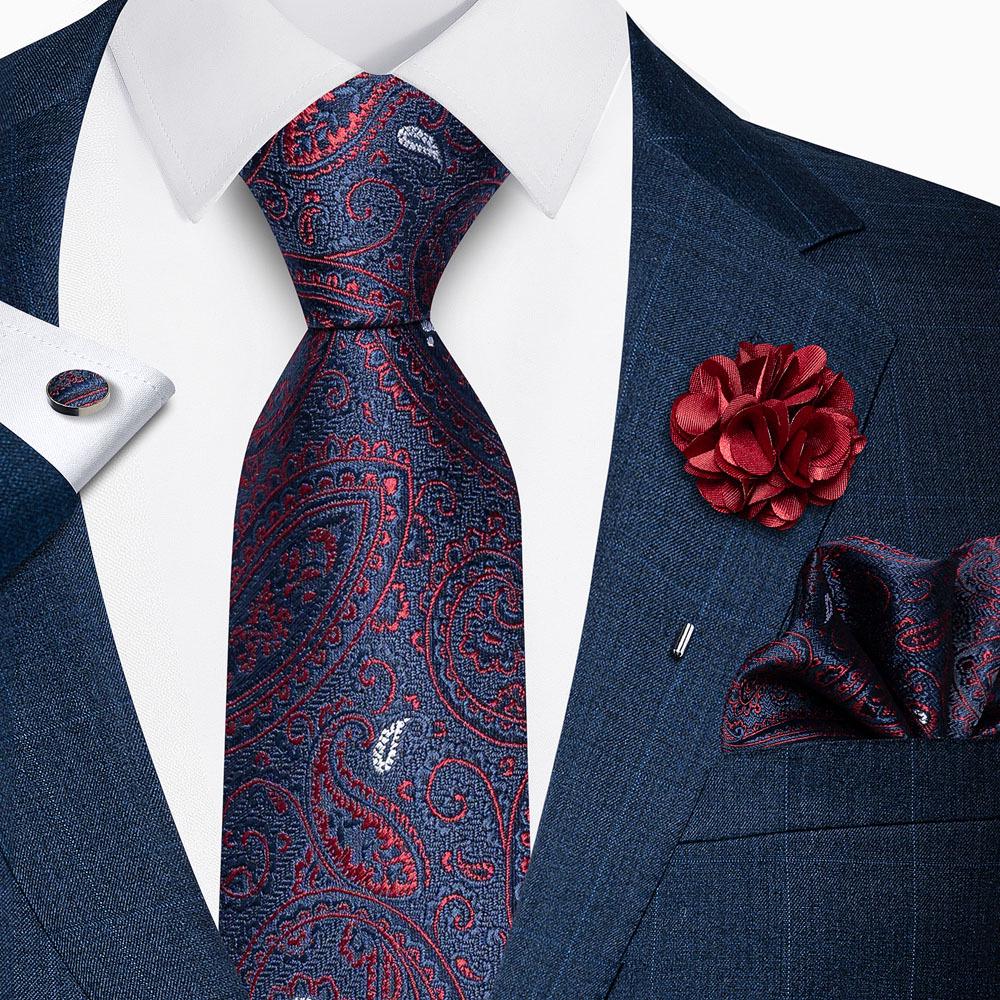 Men's Formal Tie, Pocket Square, Cufflinks & Brooch Set.