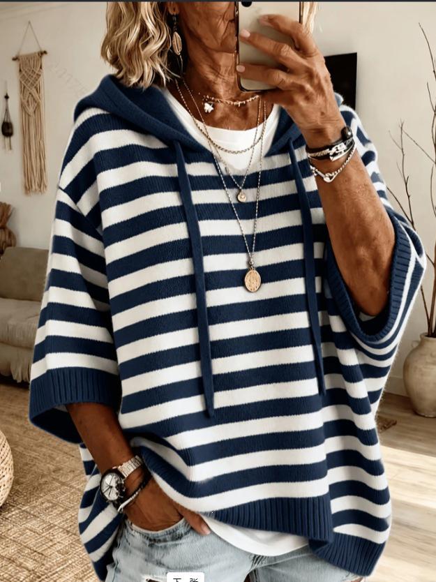 2026 European & American Women's Knit Hooded Drawstring Sweatshirt Woolen Outerwear