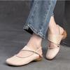 Johnature Genuine Leather Round Toe Comfortable Low Heel Sandals Casual Versatile Women's Shoes