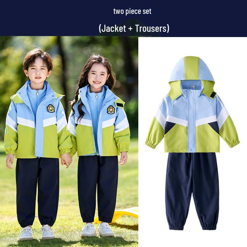 Primary School Windbreaker Three-Piece Uniform Set for Kindergarten and First Grade Students