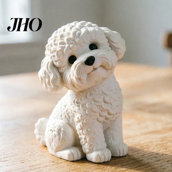 3D Printed Dog Model Figurine Lifelike Mini Animal Sculpture for Home Versatile Office Desk Shelf Decor Collectible Gift Lovers White Mold Statue