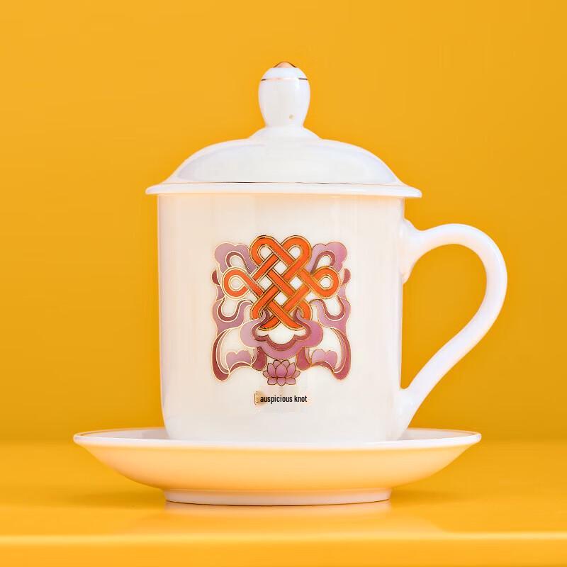 Dehua White Porcelain Auspicious Knot Teacup Set