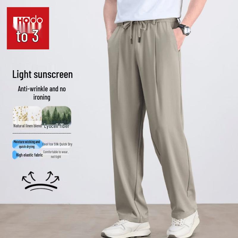 Hodo Men s Summer Casual Linen Blend Loose Straight-Leg Pants XL