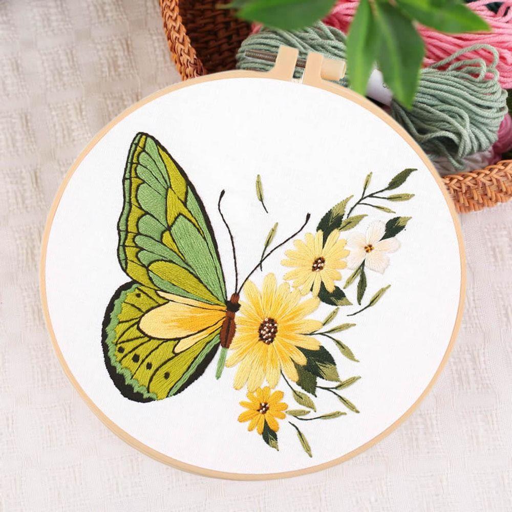 

DIY Cross Stitch Set Colorful Embroidery Set Home Decor Butterfly Flower Embroidery Kit Adults Style 2
