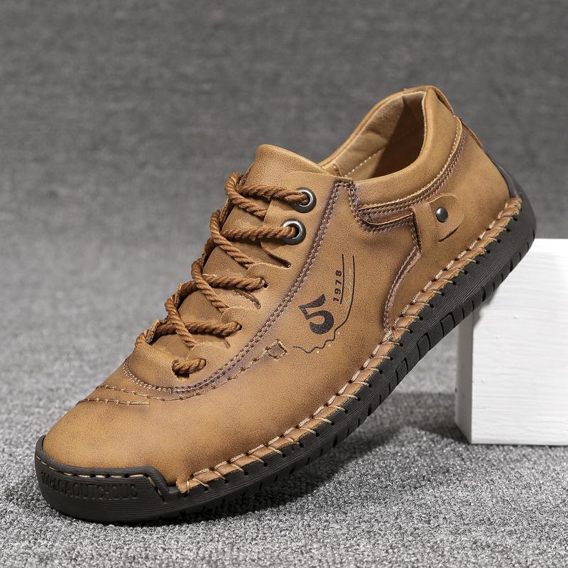 

Новые мужские кожаные повседневные туфли на открытом воздухе удобные высококачественные модные мягкие мужские классические нескользящие туфли до щиколотки на плоской подошве трендовые мокасины 38