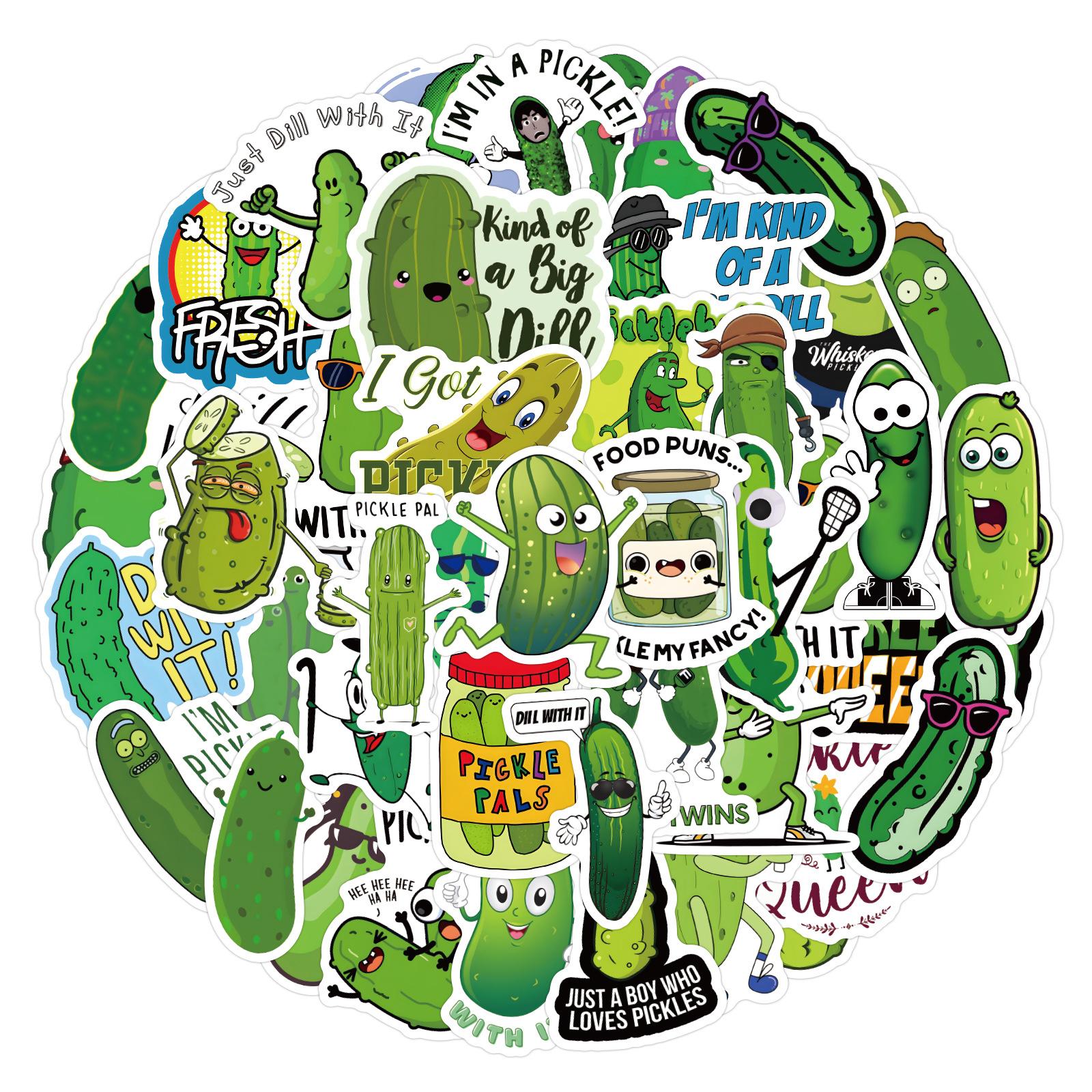 

60 Cartoon Pickle Green Kimchi Stickers Suitcase Laptop Mobile Phone DIY Decorative Stickers
