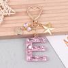 Cute  Bling Keychain A To Z Initial Letter Love Heart Star Pink For Women Girls Bag Cup Pendant Key Chain Accessories