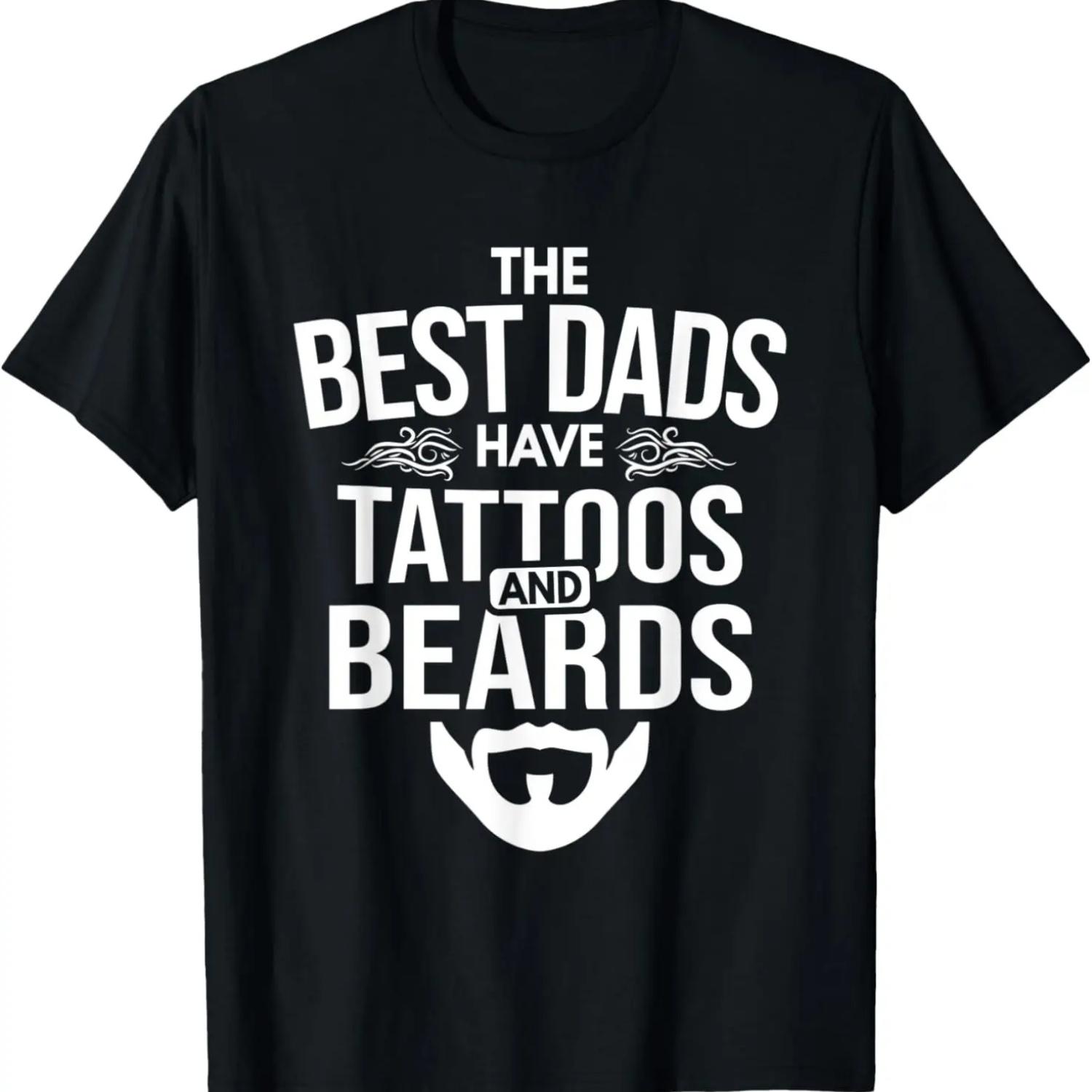 Mens Best Dads Tattoos And Bearded Husband Beard T-Shirt S чёрный