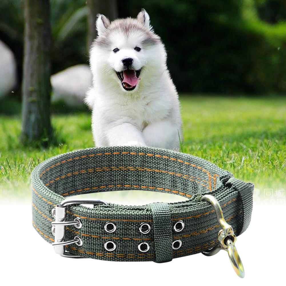 Green Dog Double-Breasted Necklace Adjustable Strong Dog Collar Metal Buckle Safety Thickening for Medium Large Dogs