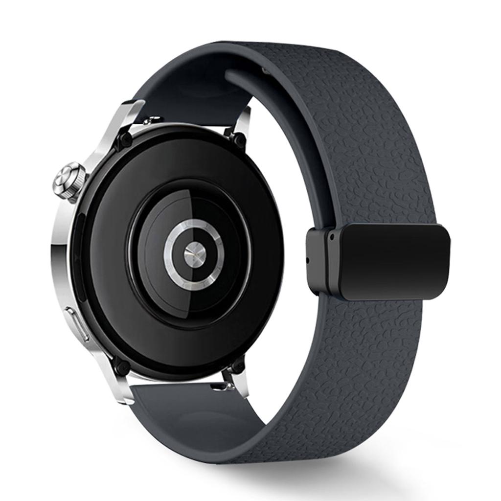 22mm Magnetic Silicone Band for Huawei Watch GT 5 46mm/GT 5 Pro 46mm/Samsung Galaxy Watch3 45mm Litchi Texture Watch Strap