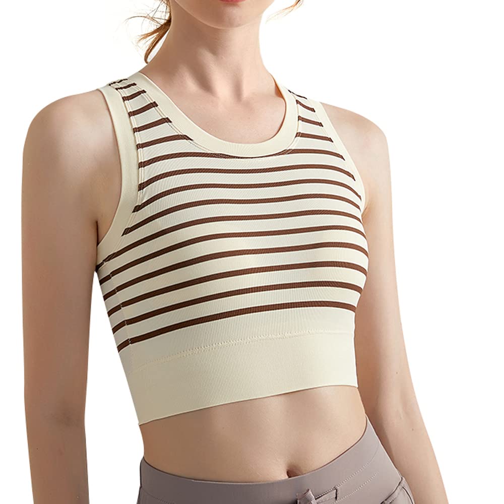 

MORGEN SKY Спортивный бюстгальтер для йоги High No Night BX600 коричневый, носить, поддержка, движение, полосатый, антибактериальный, беспроводной, с перекрестной спинкой, бюстгальтер, на каждый день, для йоги, для спортзала,