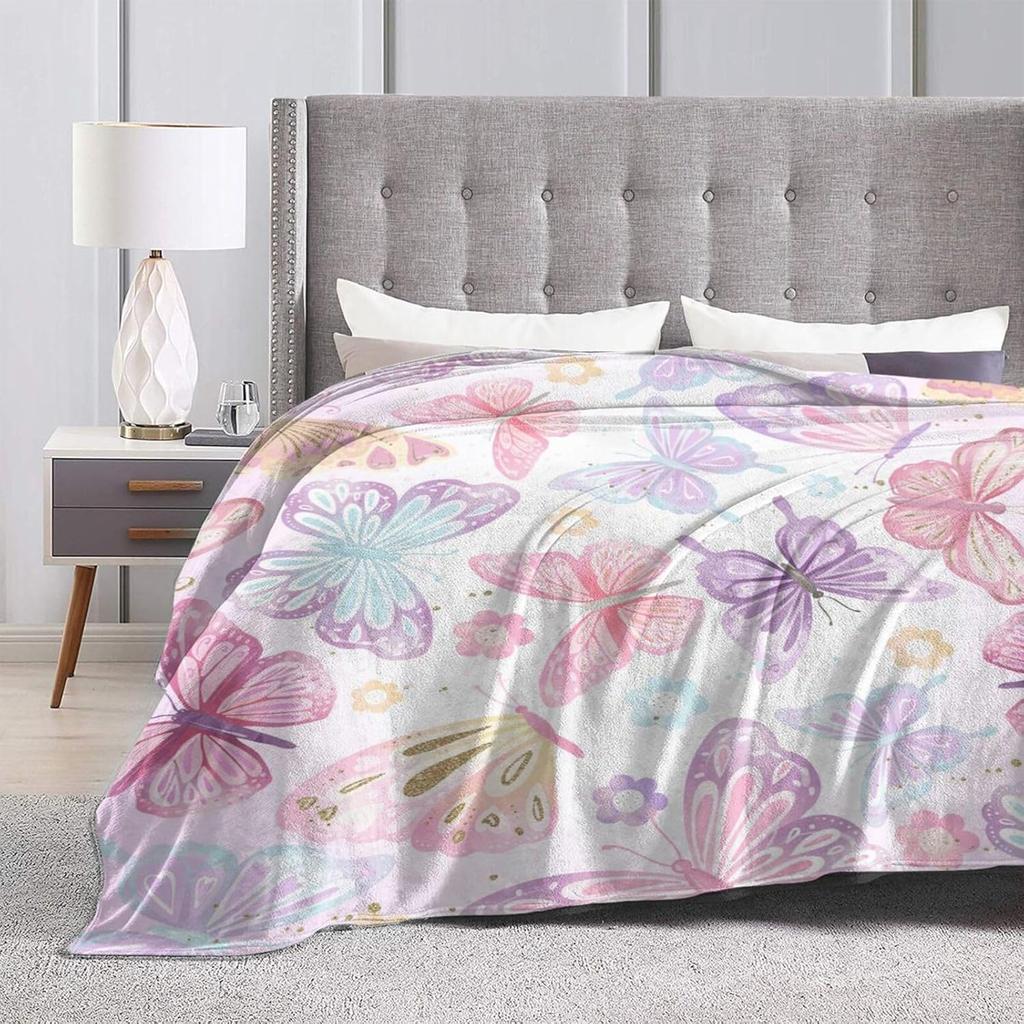 Butterfly Blanket Butterfly Gifts for Women Girls Super Soft Cozy Pink Butterflies Throw Blanket Warm Fuzzy Plush Fleece Bedding Decor Blanket for