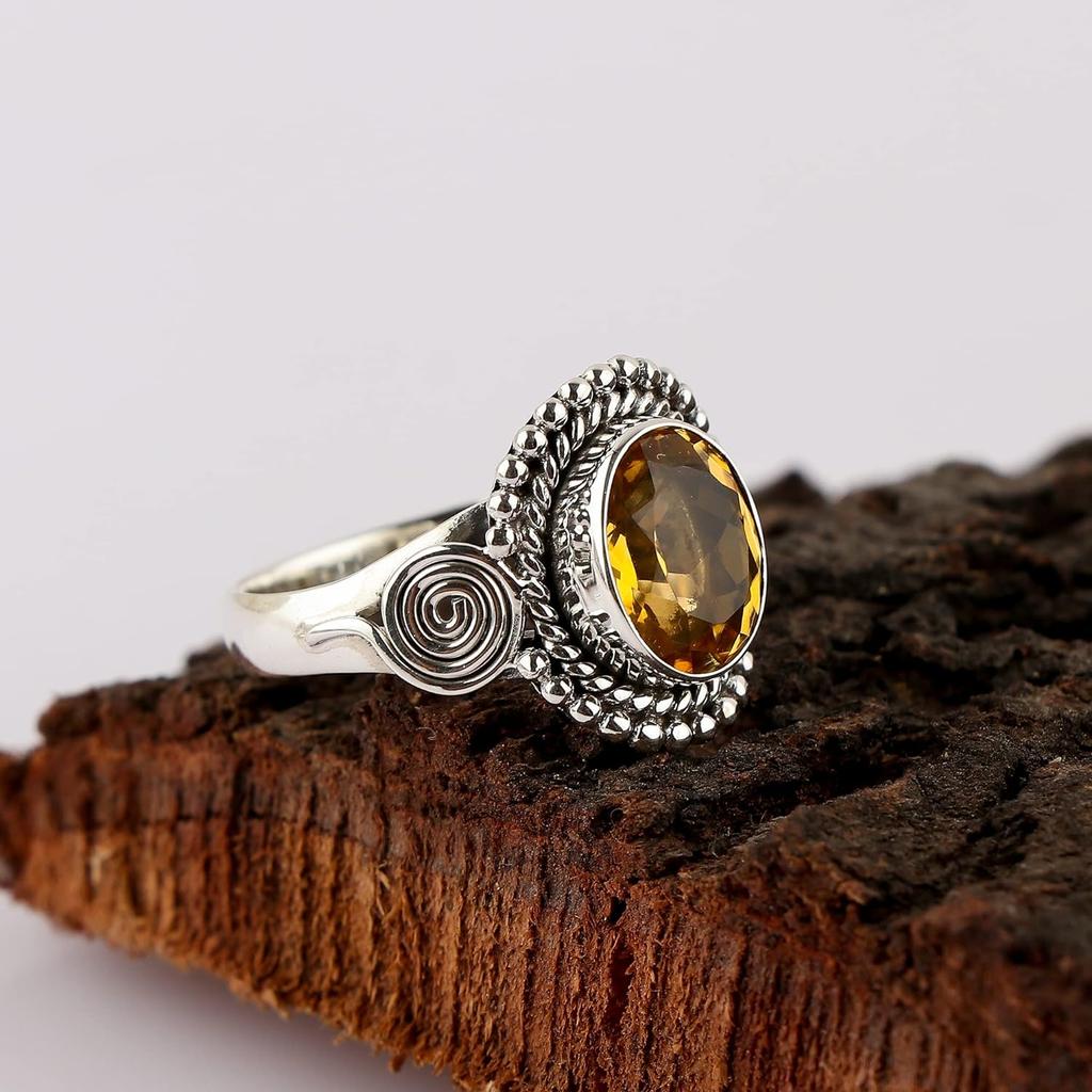 Citrine Natural Gemstone Handmade Designer Ring, Solid 925 Sterling Silver Ring, Bohemian Ring, Silver Jewelry