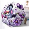 1pc Sturdy 8-Bone Auto Umbrella, Eeyore Pastel Rainbow Floral Clouds Umbrella, Digital Printed, Foldable Umbrella for On-the-Go Outdoor Use
