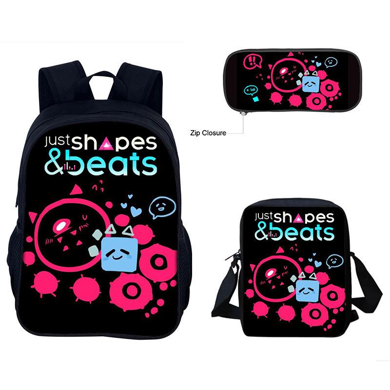Just Shapes&Beats Kids Backpack Set 3-Piece for School Students Lightweight Ergonomic Large Capacity Fun Pattern