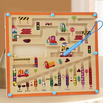 Bambini Legno Magnetico Colore e Numero Labirinto Apprendimento Giocattoli Educativi Abbinamento Colore Giocattoli Montessori Giocattoli di Legno Regalo per Bambini