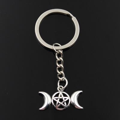 Módní klíčenka 16x30mm Triple Viking Moon Star Goddess přívěsky DIY Muži Šperky Držák na klíče do auta Držák na klíče