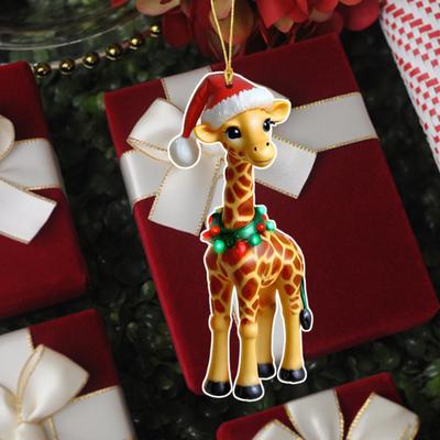 Yousheng Giraffe Christmas Ornaments 2D Cartoon Giraffe Christmas Hanging Decor for Xmas Tree Acrylic Giraffe Gifts for Women Men