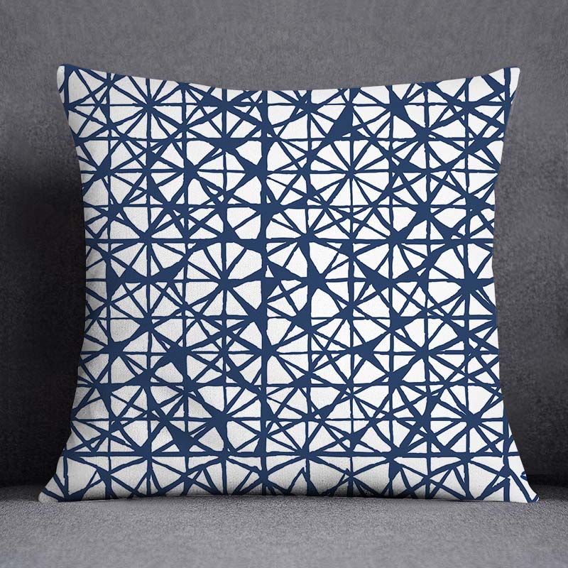 Cushion Cover Geometric Pattern Polyester Blue Grey Pillowcase Upholstery Sofa  Throw Pillow Home Decor Pillowcas