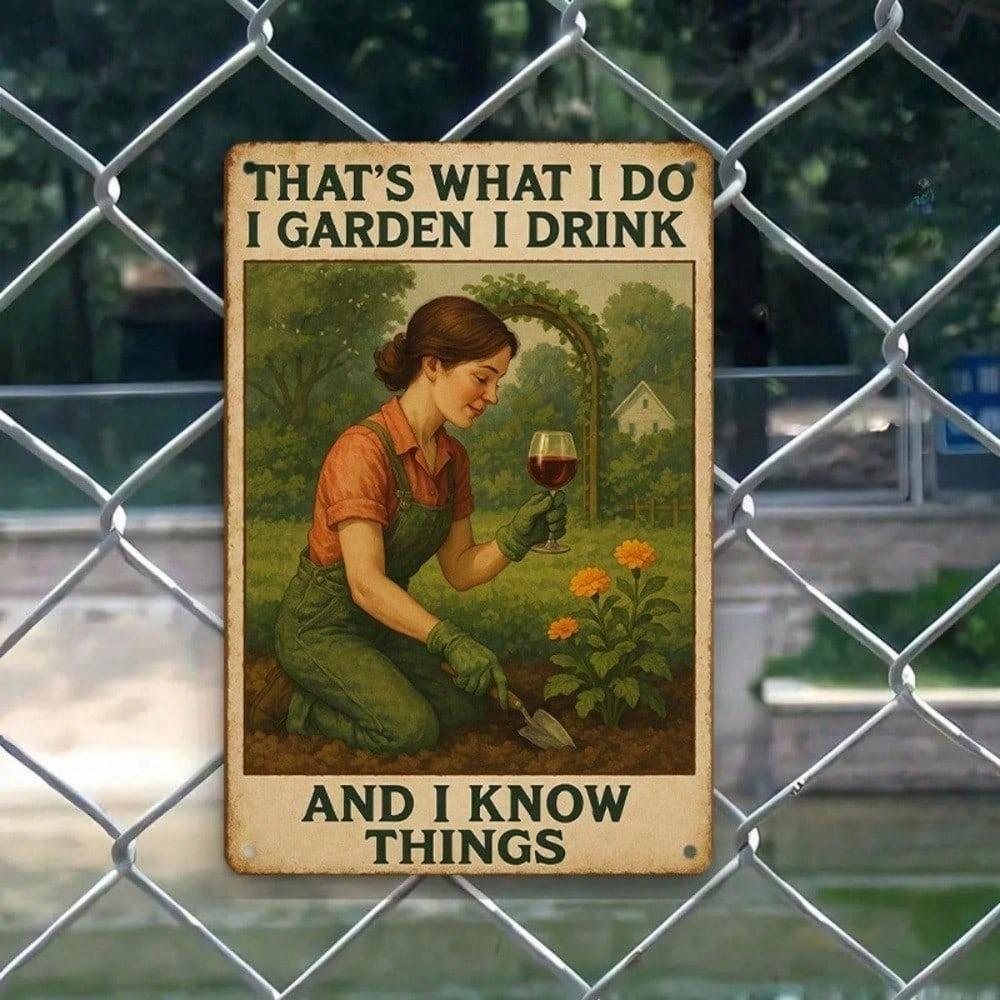 1PC Vintage Tin Sign Drink And I Know Things Retro Metal Wall Art Weatherproof Bar Decor
