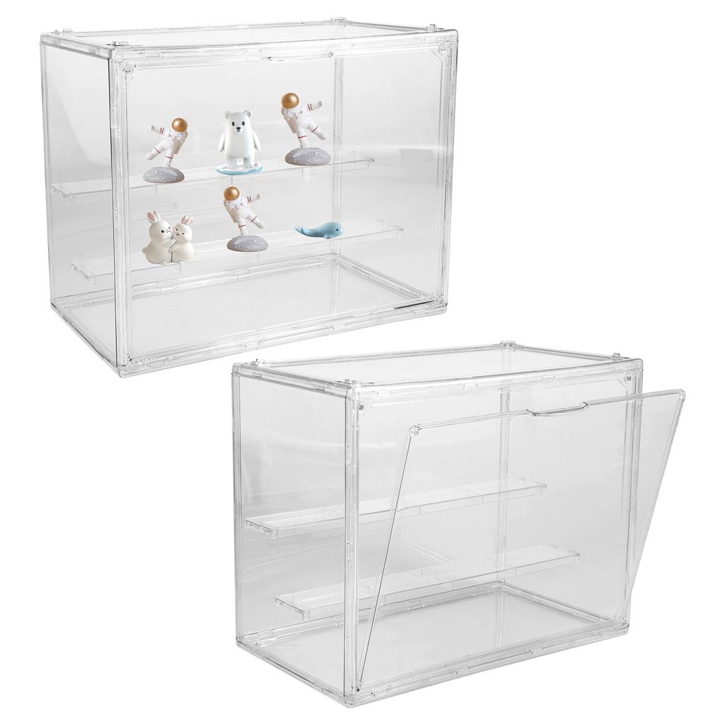 2Pcs Acrylic Display Stand Desktop Multipurpose 3 Tier Display Box Clear Showcase for Collectible Figures and Blind Box Toys