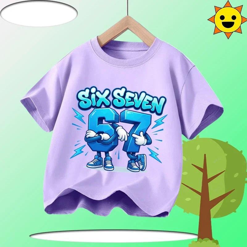 Funny Six Seven Italian Brainrot 67 Graphic Print TShirt BoyGirl Summer Short Sleeved Kids Loose Comfortable Tshirt Tee Top