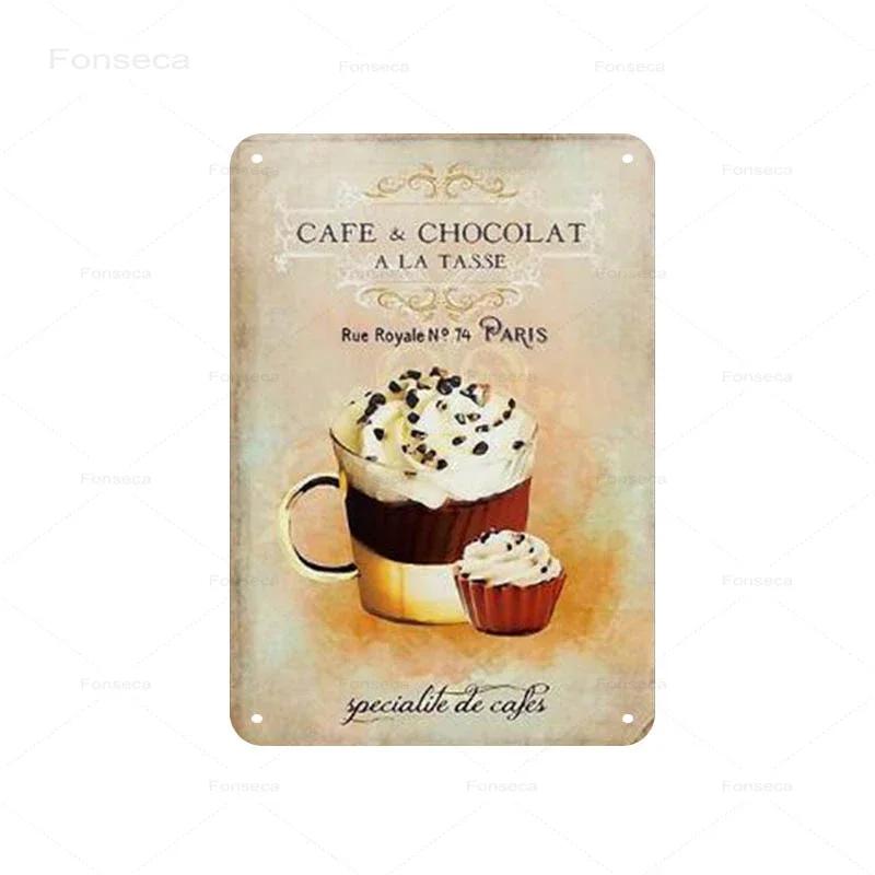 

1pc Vintage Coffee Dessert Metal Signs Modern Minimalist Home Kitchen Wall Art Tin Plaques Resturant Cafe Decoration 20X30Cm 20x30cm