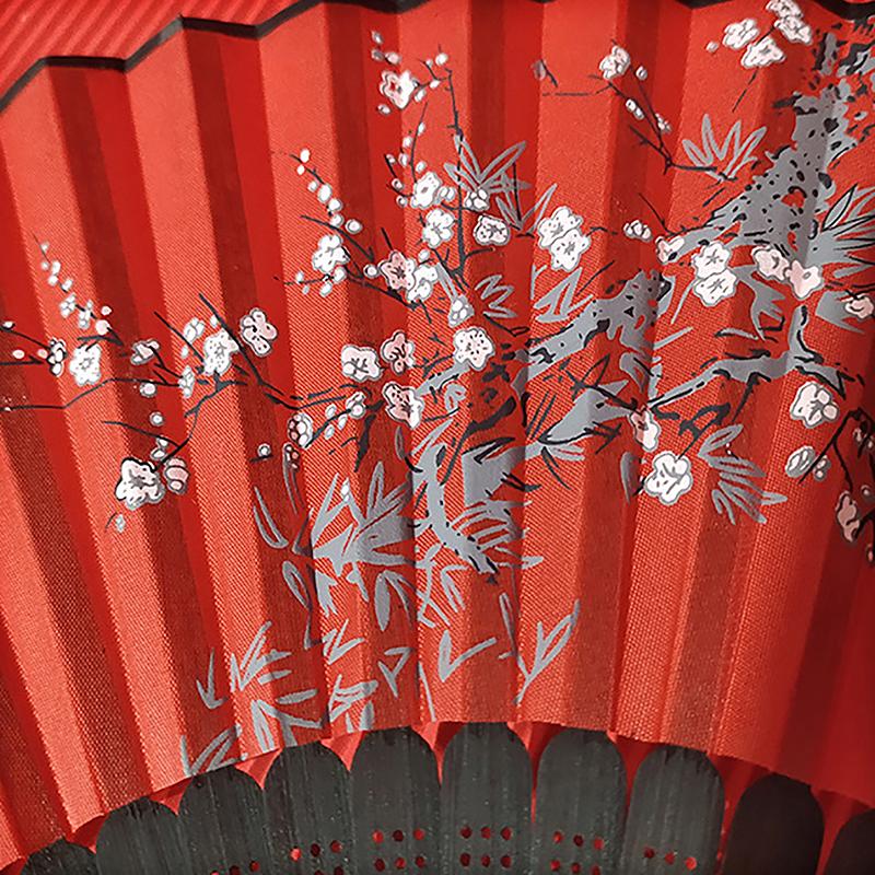 Vintage Chinese Style Folding Fan Bamboo Hand Fan Wooden Shank Classical Dance Fan With Tassel Elegent Female Fan Home Decor